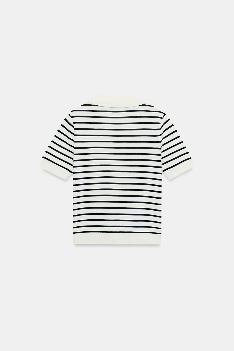 STRIPED SHORT SLEEVE KNIT POLO