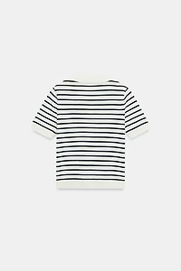 STRIPED SHORT SLEEVE KNIT POLO