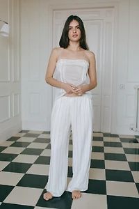 LACE TRIM STRIPED PANTS
