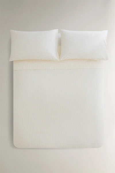 FADED STRIPED COTTON DUVET COVER