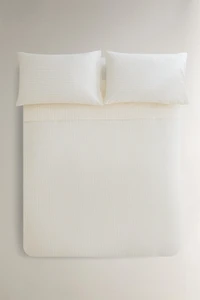 FADED STRIPED COTTON DUVET COVER