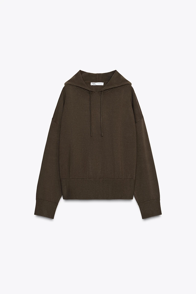 HOODED KNIT SWEATSHIRT