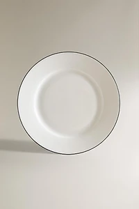 BONE CHINA DESSERT PLATE WITH BLACK RIM