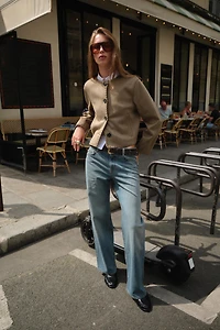 VESTE EFFET DAIM FINITIONS TRESSÉES