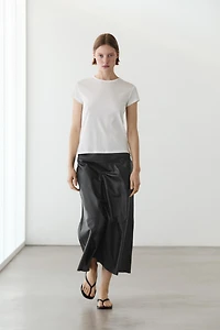 Nappa leather midi skirt with seams