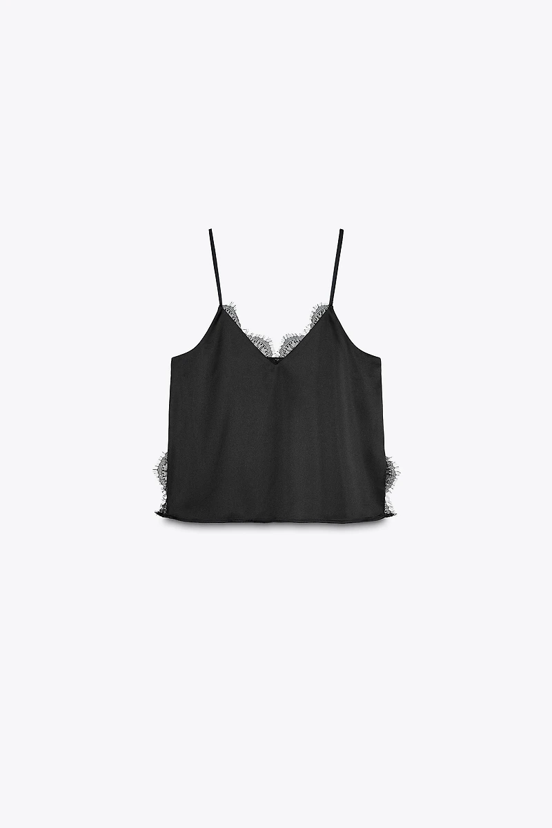 SATIN EFFECT LACE TOP