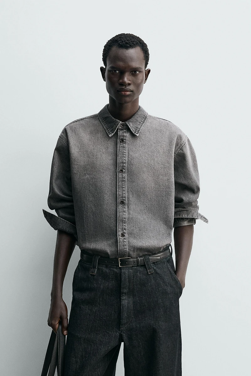 WASHED RELAXED FIT DENIM SHIRT