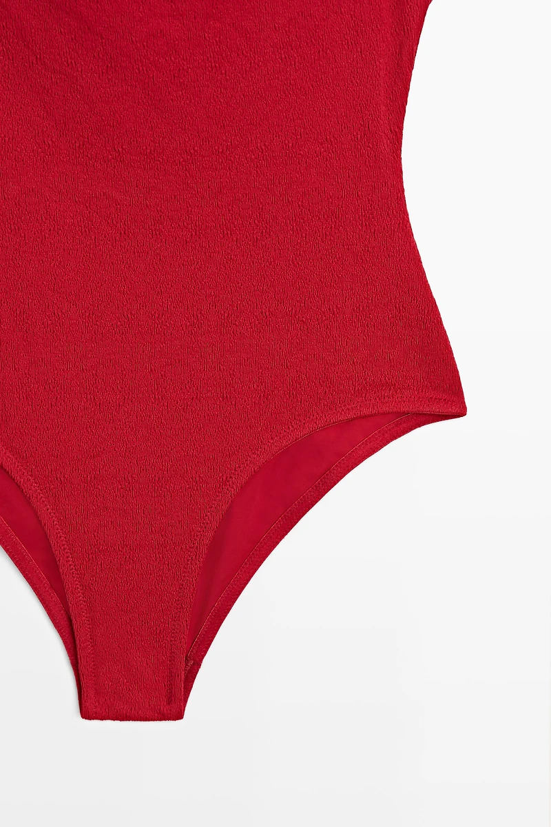 Textured halter swimsuit