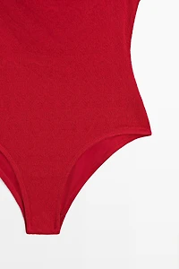 Textured halter swimsuit