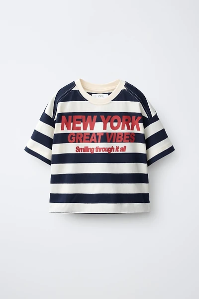 NY STRIPED PRINT T-SHIRT