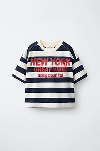 NY STRIPED PRINT T-SHIRT