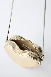 METALLIC HEART CROSSBODY BAG