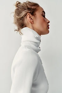 GOLD BUTTON RIB KNIT CARDIGAN