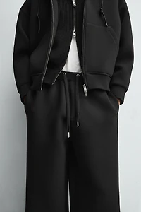 WIDE FIT NEOPRENE EFFECT PANTS