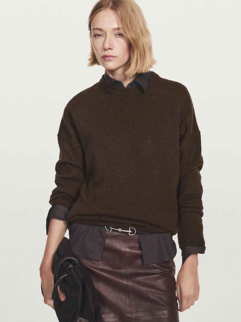 100% cashmere oversize sweater with elbow patches