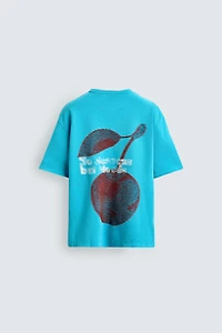 WASHED KNIT PRINTED T-SHIRT