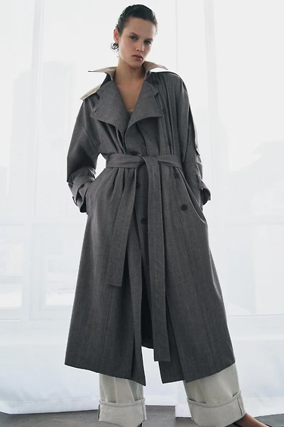 COMBINED PLAID TRENCH COAT ZW COLLECTION LIMITED EDITION