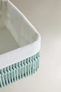 RECTANGULAR COTTON-LINED BASKET