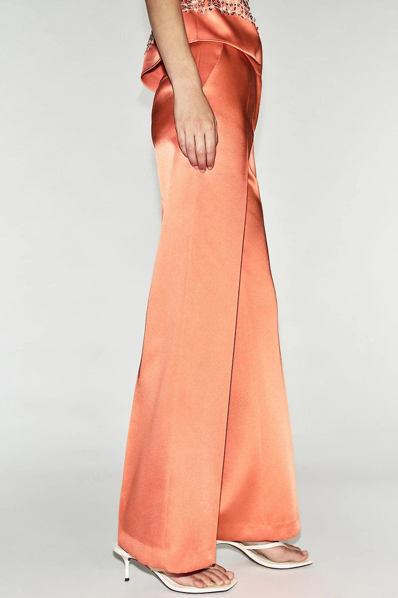 SATIN STRAIGHT-LEG TROUSERS