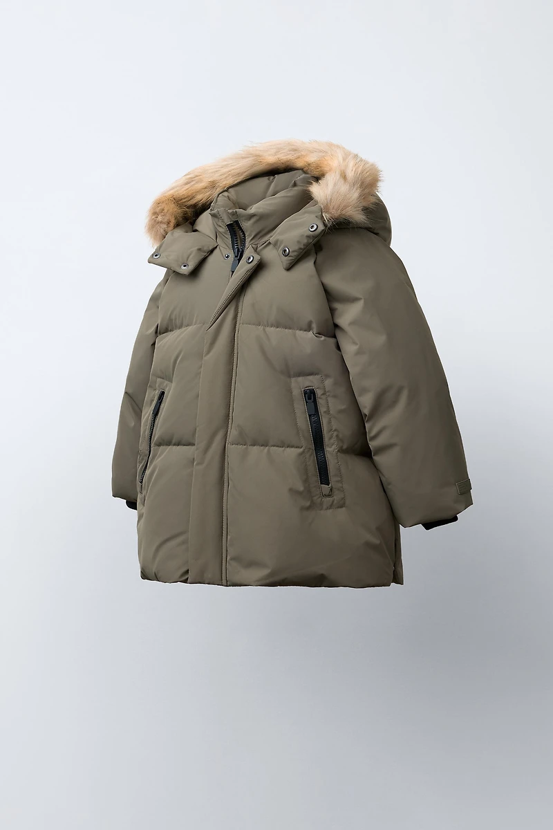 LONG DOWN FEATHER WATER REPELLENT AND WIND RESISTANT PUFFER COAT