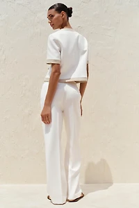 PANTALON DROIT TAILLE COMBINÉE