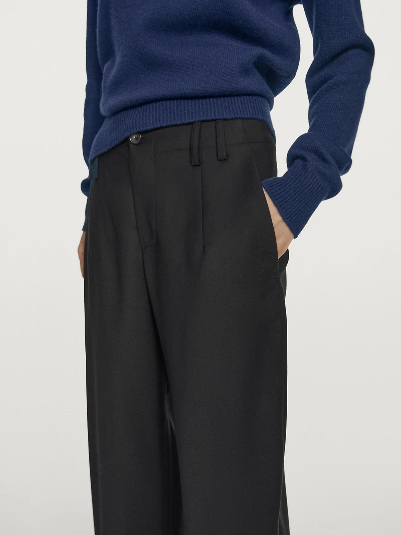 100% wool boyfriend fit trousers