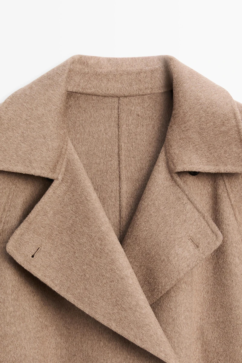 Long wool blend trench coat
