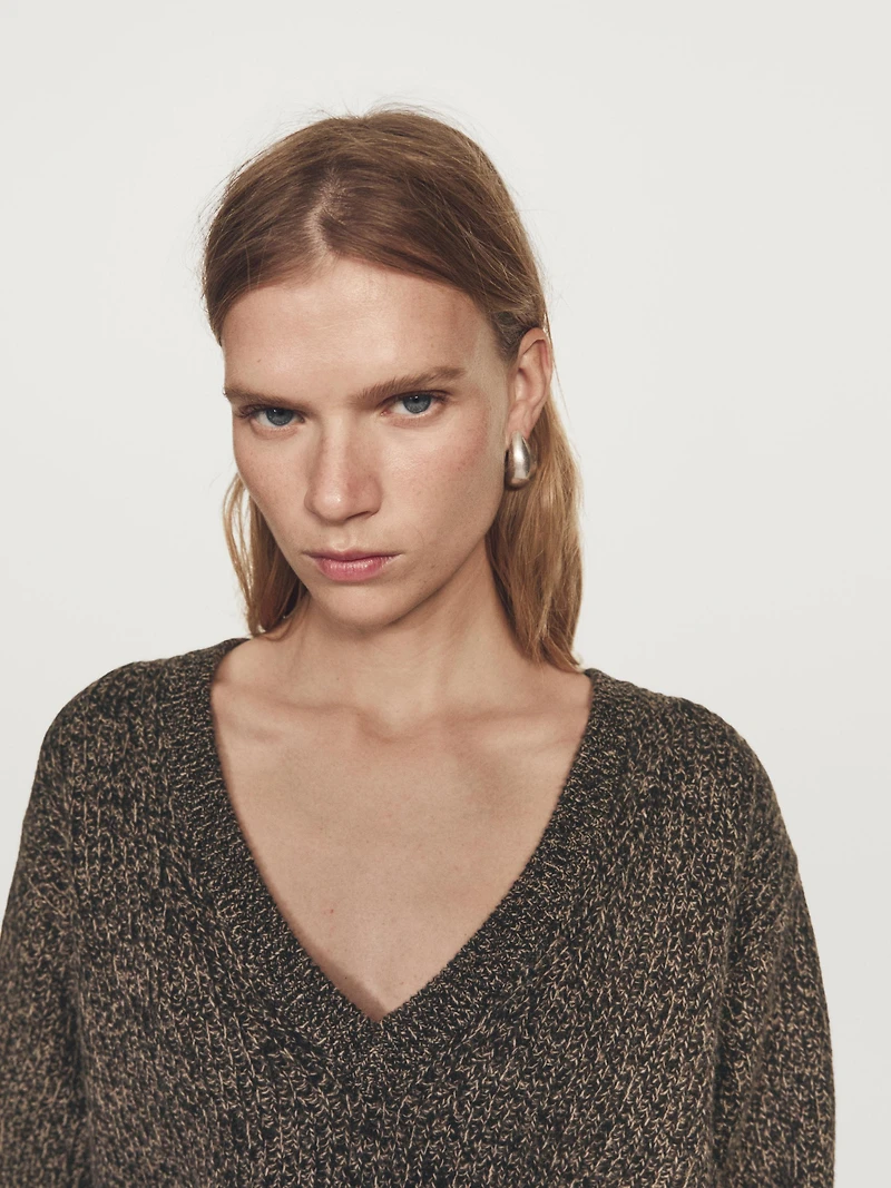 Mouliné V-neck knit jumper