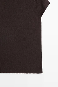 Pull en maille de coton mélangé à manches courtes
