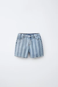 STRIPED DENIM SHORTS