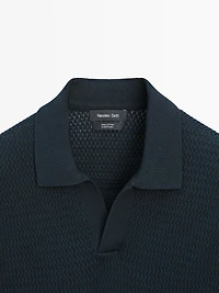 Polo en maille texturée à manches courtes