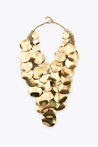 COLLIER BAVOIR PLAQUES MÉTALLIQUES