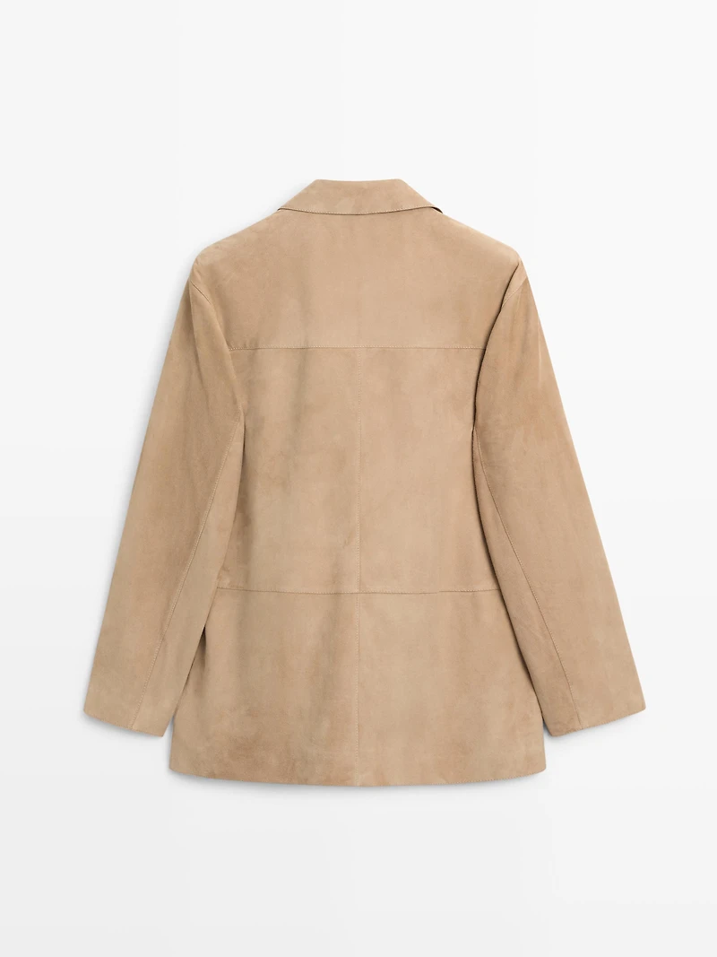 100% suede leather blazer with pocket details