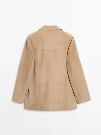 100% suede leather blazer with pocket details