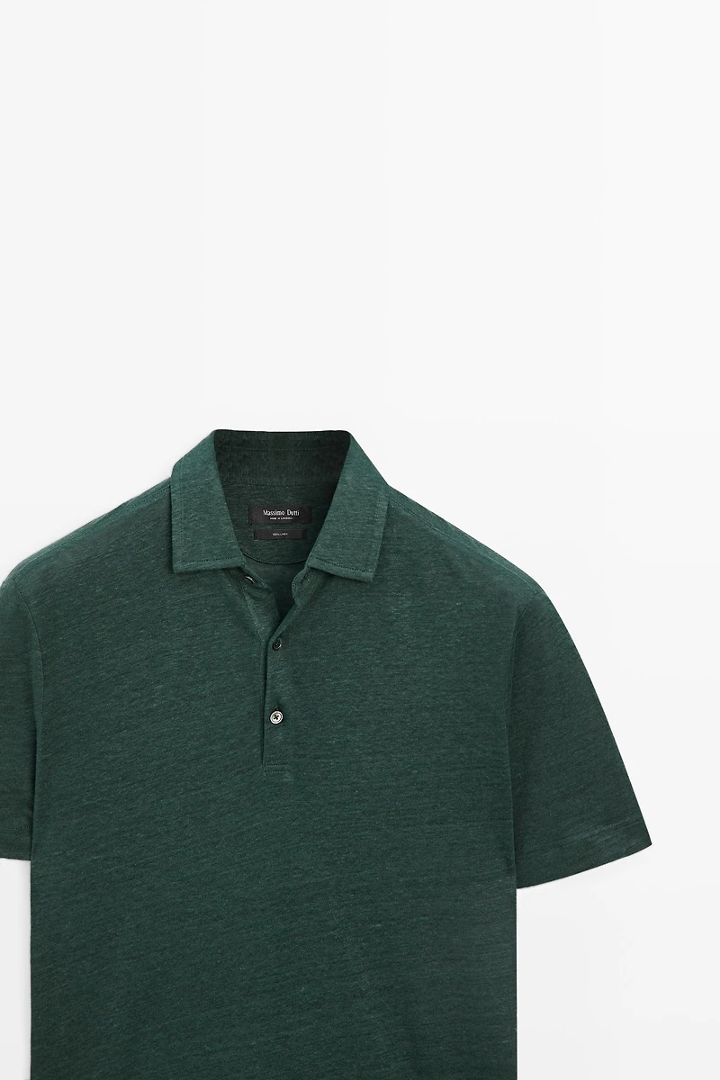 100% linen short sleeve polo shirt