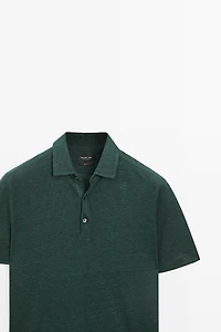 100% linen short sleeve polo shirt