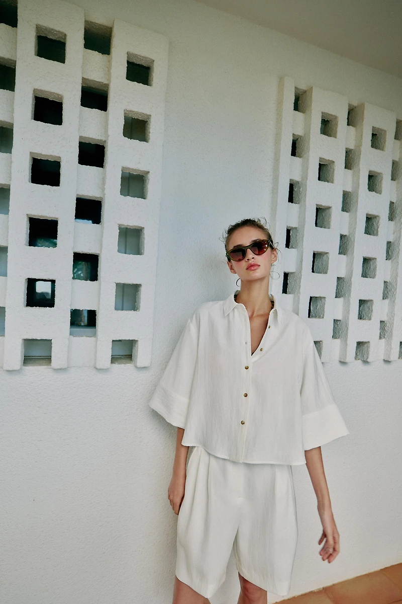 CROPPED SHIRT WITH WIDE SLEEVES