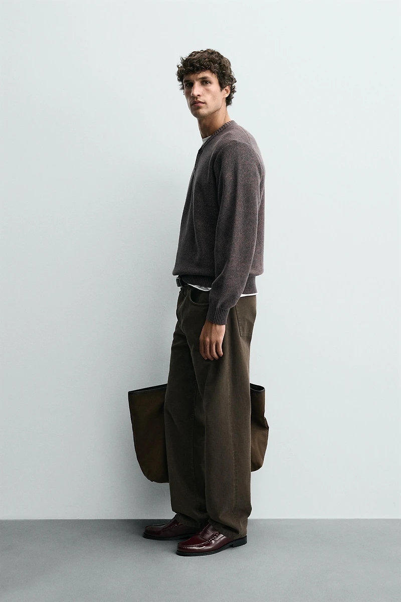 BUTTON-NECK SWEATER