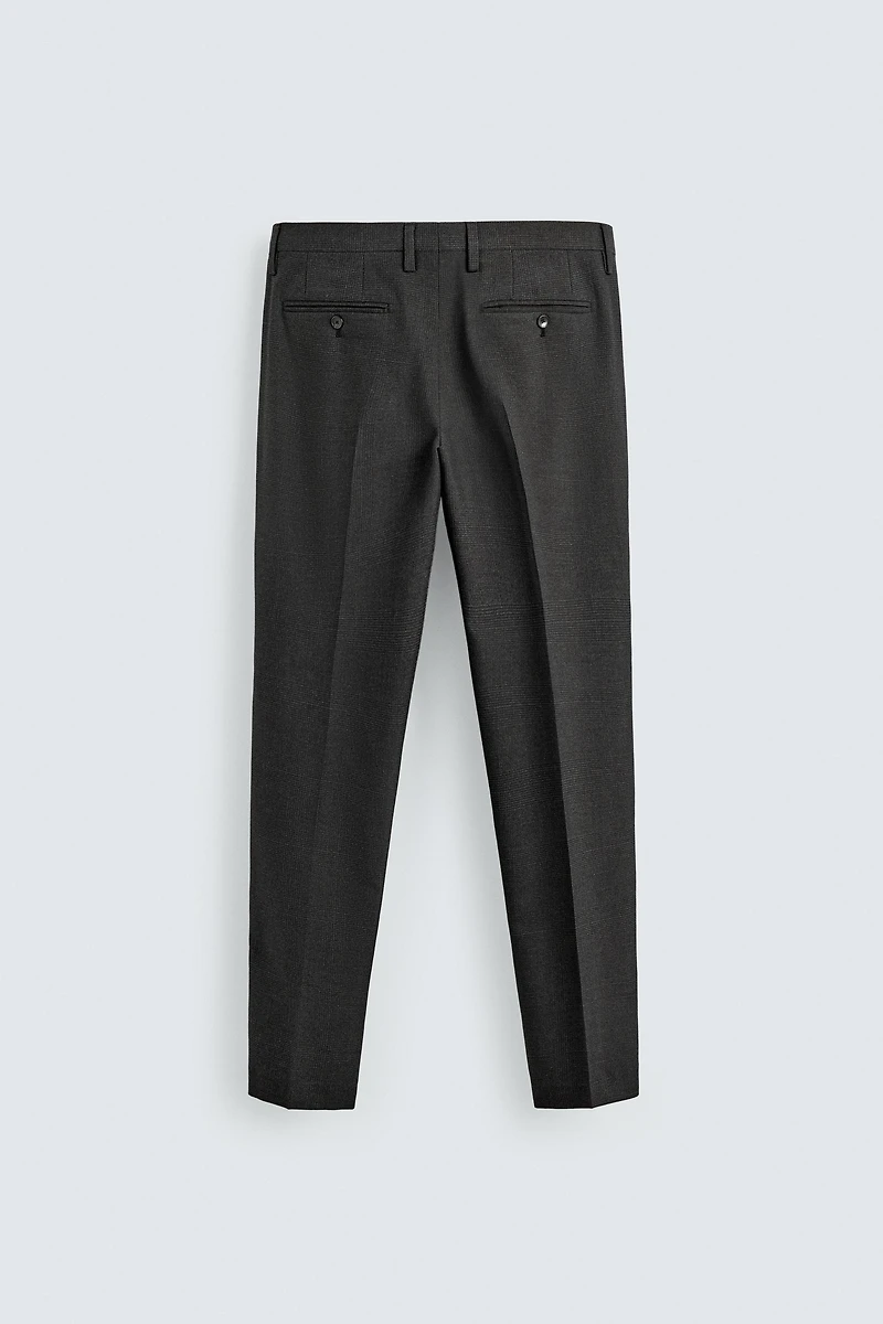 PLAID TEXTURED SUIT PANTS