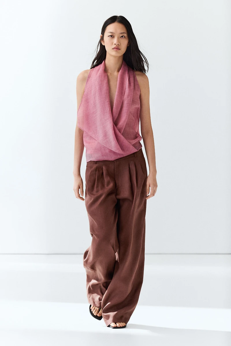 Draped crossover top