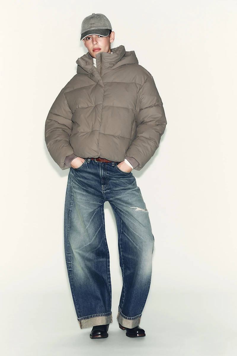 SHORT RUBBERIZED WINDPROOF PUFFER JACKET