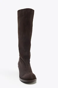 SPLIT LEATHER KITTEN HEEL BOOTS