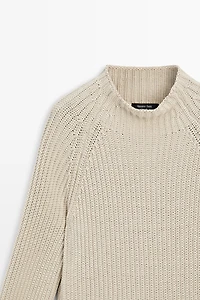 100% cotton purl knit sweater