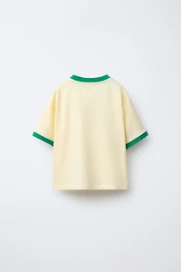 CONTRAST TRIM TEXT T-SHIRT