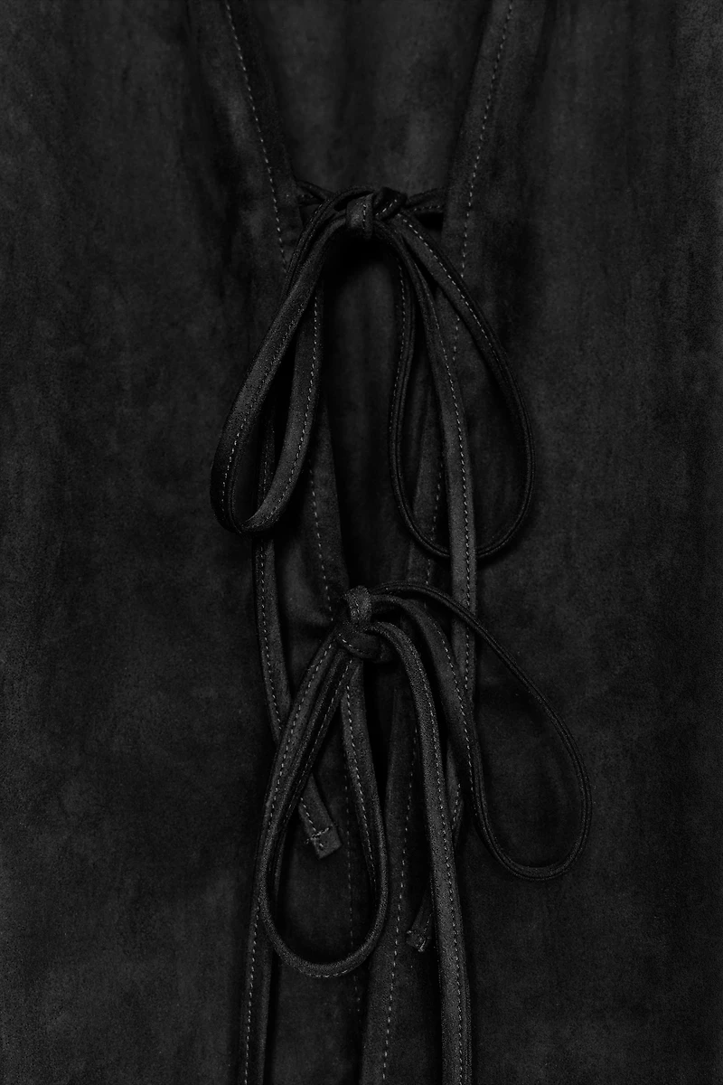 FAUX SUEDE SHIRT WITH TIES