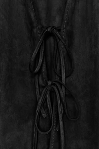 FAUX SUEDE SHIRT WITH TIES