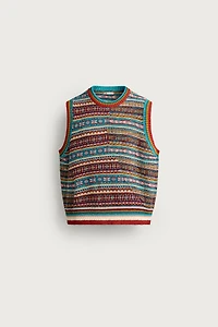 PATCHWORK JACQUARD KNIT VEST