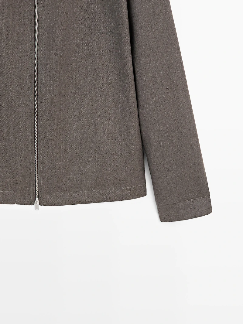 Blouson en laine froide mélangée