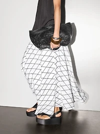 Flared check midi skirt