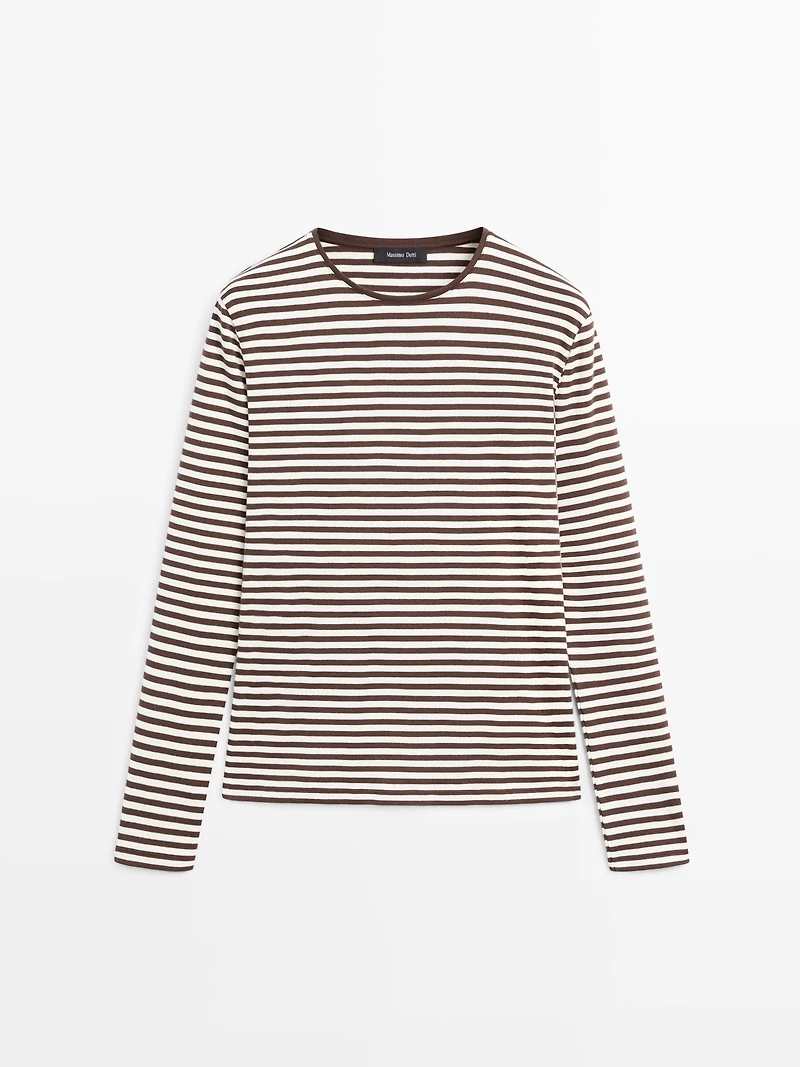Striped long sleeve T-shirt with contrast detail